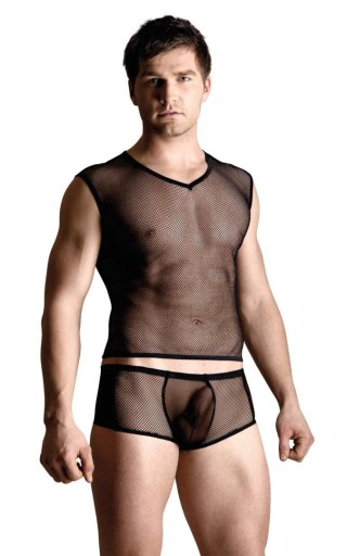 Net set - shirt and thong - black XL SoftLine Collection