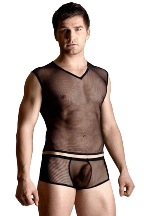 Net set - shirt and thong - black M/L SoftLine Collection