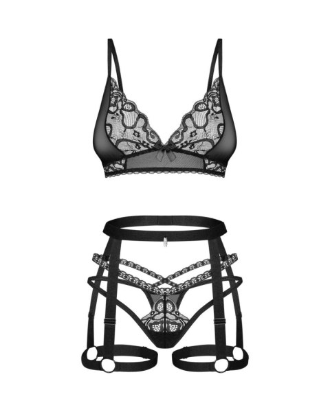 Komplet bielizny z uprzężą Blomentis Obsessive czarny M/L Obsessive