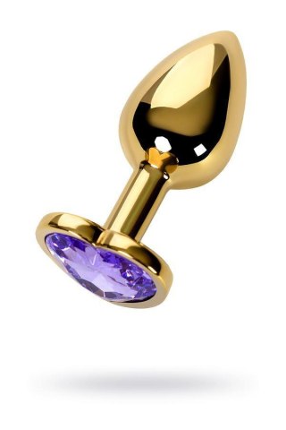 Anal plug Metal by TOYFA, metal, gold, with purple crystal, 7 cm, O 2.7 cm Metal by TOYFA