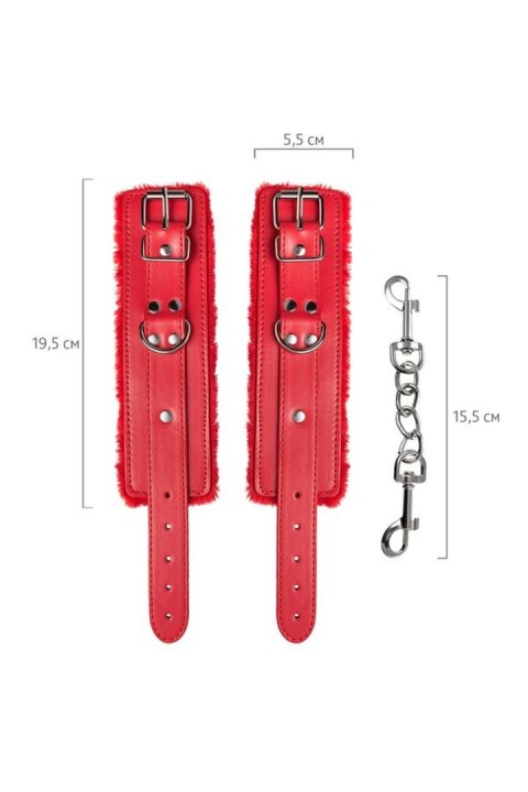 Anonymo handcuffs, PU leather, red, 27 cm Anonymo by TOYFA