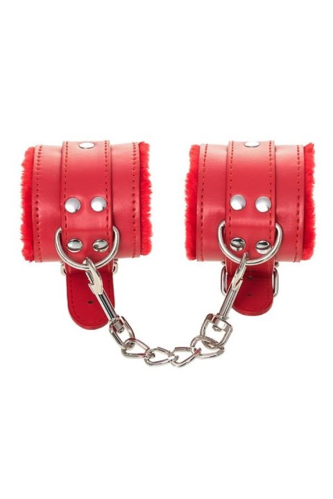 Anonymo handcuffs, PU leather, red, 27 cm Anonymo by TOYFA