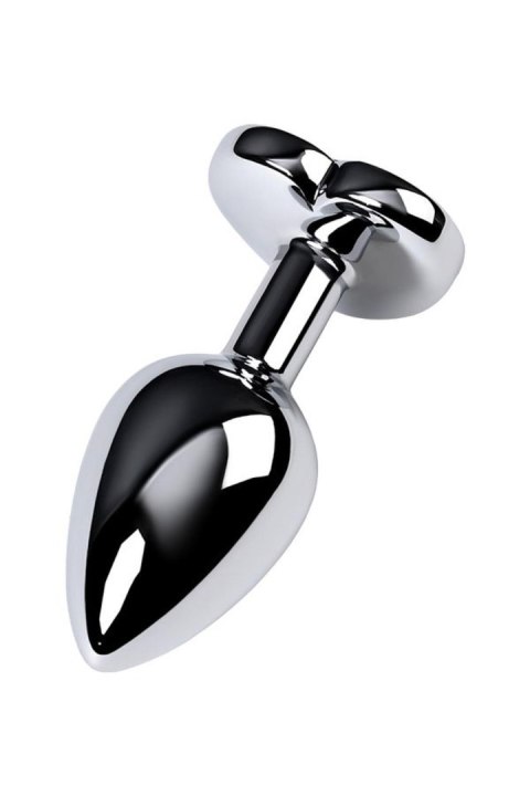 Silver anal plug with purple gem heart-shaped Metal by TOYFA