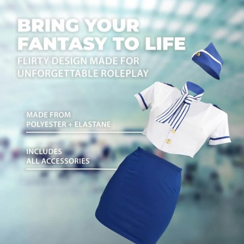 Stewardess Costume - S/M - Blue/White SHOTS