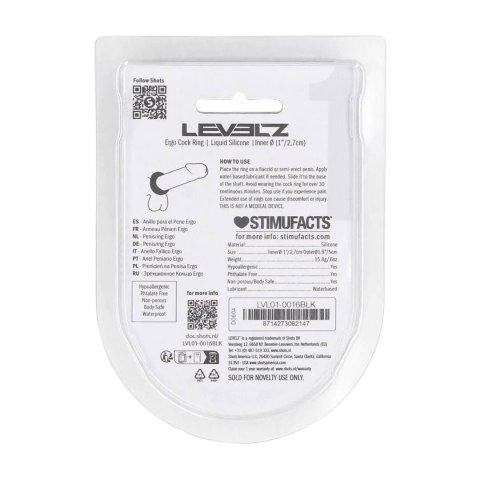 Pierścień erekcyjny Levelz Ergo liquid silicone czarny 5 cm Levelz