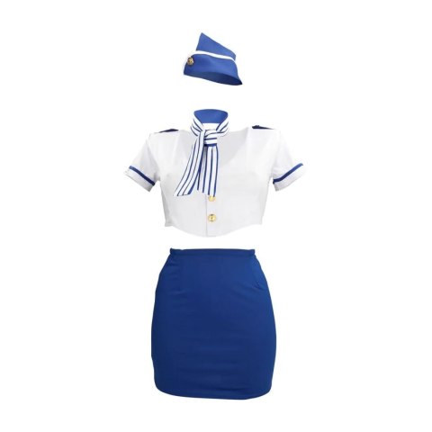 Stewardess Costume - S/M - Blue/White S-Line