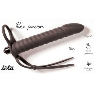 Strap on wibrujący Pure Passion Rori silikonowy czarny 16 cm Lola Games