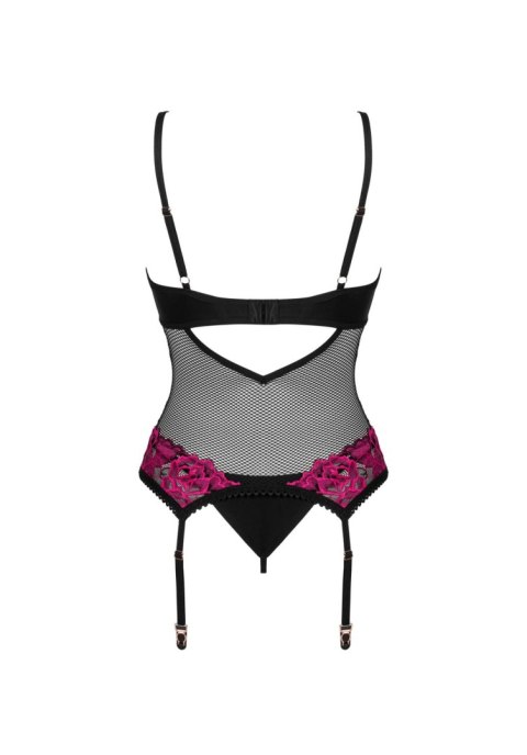 Gorset Obsessive Rosenty czarny M/L z siateczki i fiszbinami Obsessive