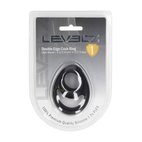 Double Ergo Silicone Cockring - Black SHOTS