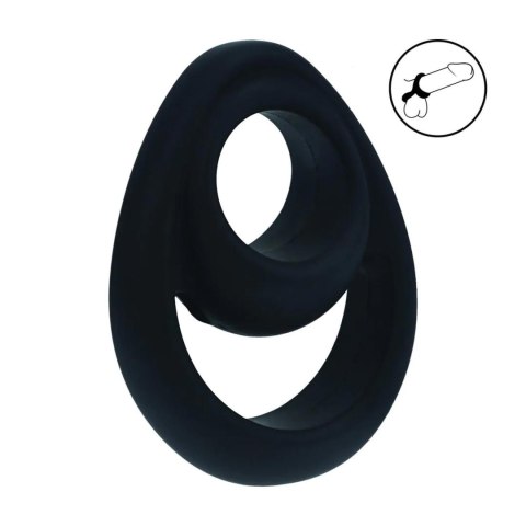 Double Ergo Silicone Cockring - Black SHOTS