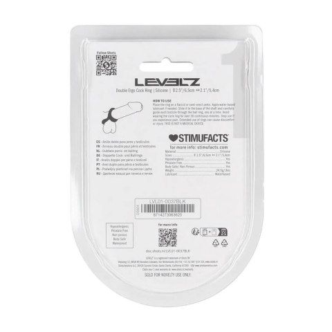 Double Ergo Silicone Cockring - Black SHOTS