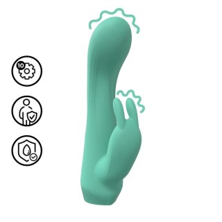 Mini Dual Rabbit Vibrator - Green SHOTS
