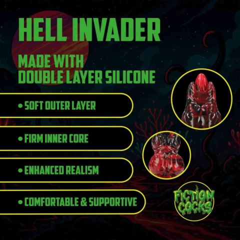 Hell Invader - Silicone Dildo - Red/Black SHOTS