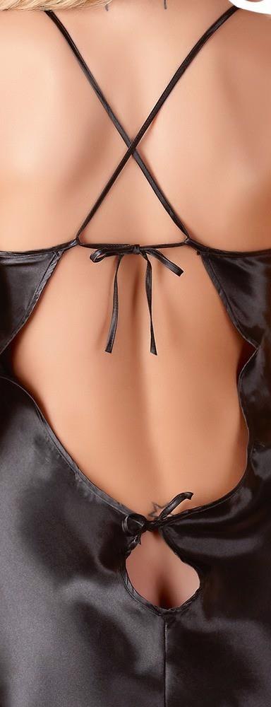 Koszulka nocna satynowa Cottelli LINGERIE czarna S Cottelli LINGERIE