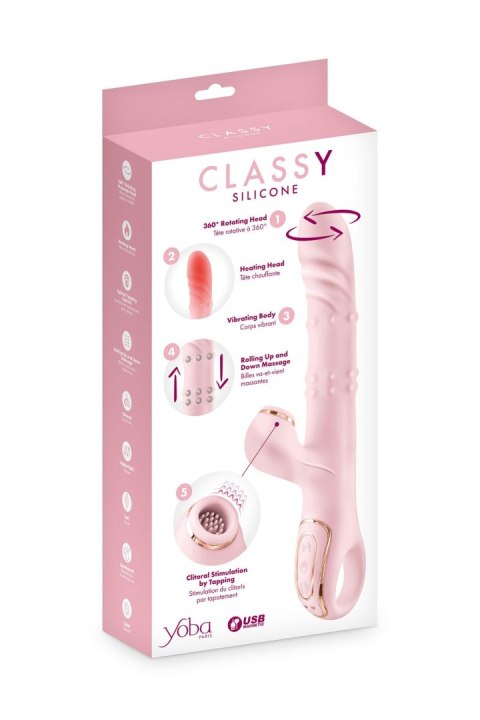 Wibrator króliczek Classy 5w1 Yoba pudrowy róż USB Yoba