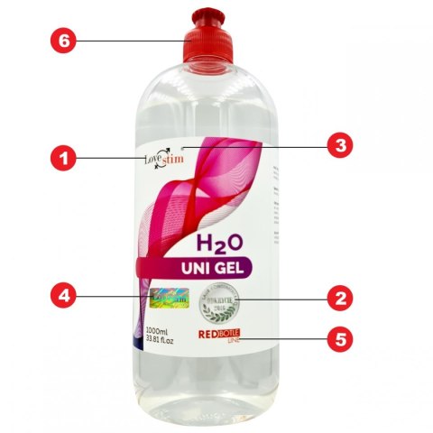 H2O UNI ŻEL WODNY POŚLIZGOWY 1000mlRED BOTTLE LINE LoveStim