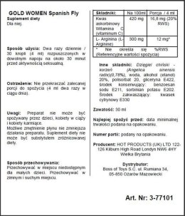 Supl.diety-Spain Fly Women- GOLD strong- 30ml Boss of toys