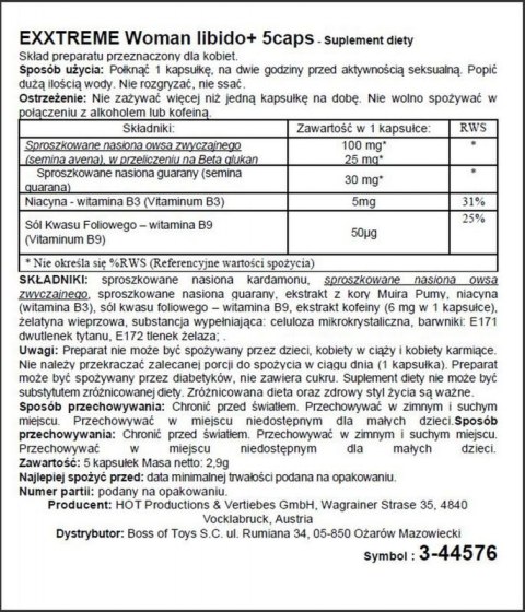 Supl.diety-eXXtreme Libido caps woman 1x5 Stk. Boss of toys