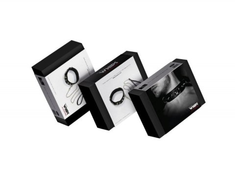 Wiązania-WHIPS obroża męska z półkółkami i smyczą Boss of toys