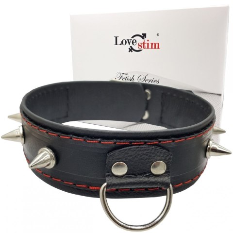 Obroża damska z ćwiekami skóra naturalna LoveStim