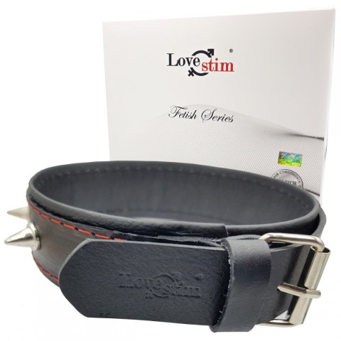 Obroża damska z ćwiekami skóra naturalna LoveStim