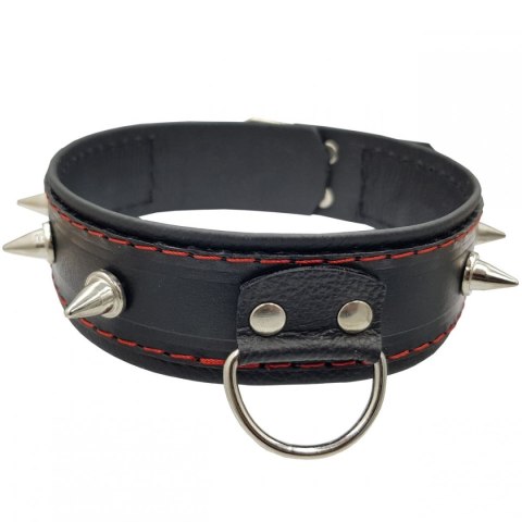 Obroża damska z ćwiekami skóra naturalna LoveStim