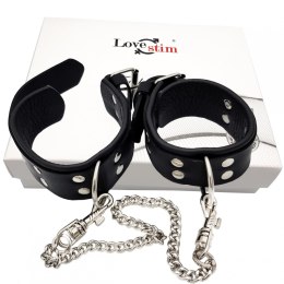 Skórzane kajdanki męskie na ręce z regulacją LoveStim