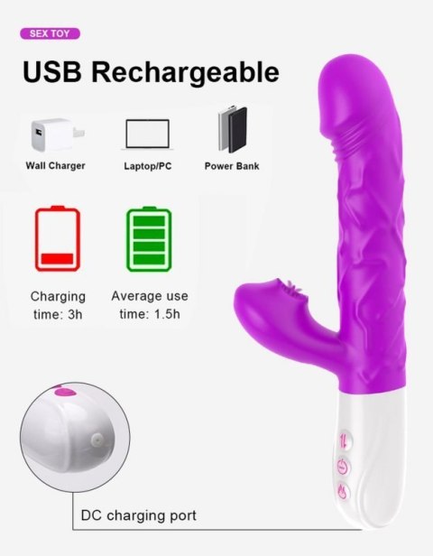 Wibrator- SiliconeTongue Vibrator, USB 10 Function Boss of toys
