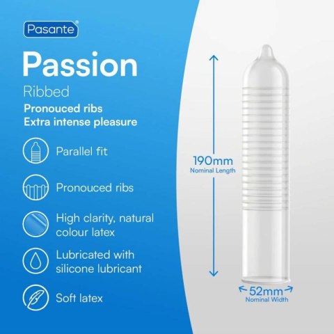 Pasante Ribbed/Passion Condoms 3 pcs Boss of toys