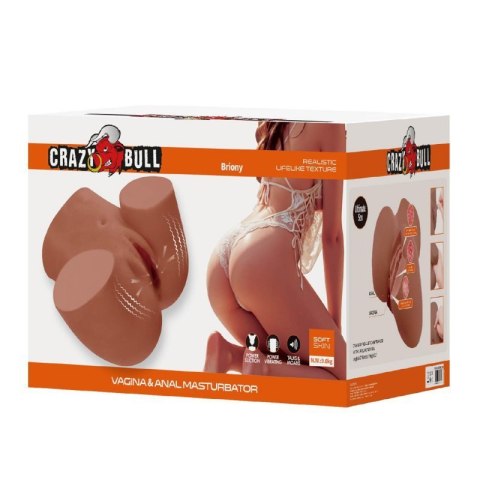 Crazy Bull Briony Realistic Vagina & Anal Masturbator with Vibrations - Brown Boss of toys