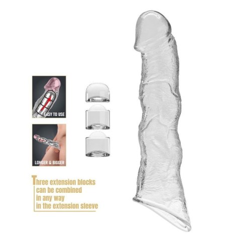 Pretty Love Extension Penis Sleeve with Modular Length Blocks Clear - 28 cm Boss of toys