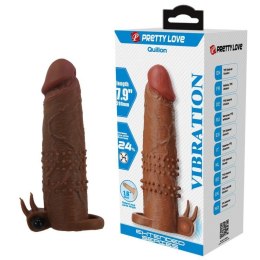 Pretty Love Quillon - 20 cm Vibrating Penis Sleeve Brown Boss of toys