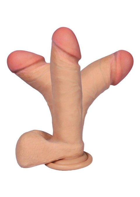 Dildo z kręgosłupem zginane przyssawka jądra 20cm B - Series Real
