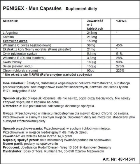 Tabletki powiększające penisa erekcję potencję 40 JoyDivision