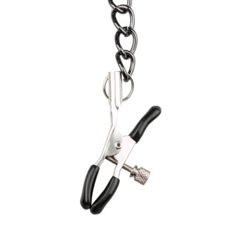 Wiązania-Leather Collar With Nipple Chains Easytoys