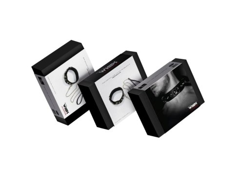 Zestaw smycz obroża skóra naturalna ćwieki whips Whips Collection