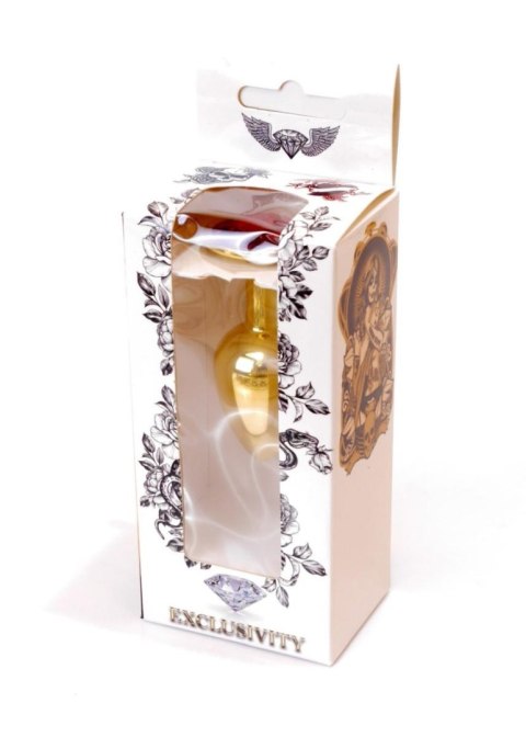 Stalowy korek analny plug złoty sex kryształ 7cm B - Series HeavyFun