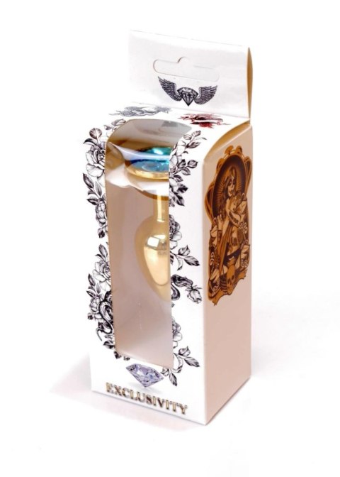 Stalowy korek analny plug złoty sex kryształ 7cm B - Series HeavyFun