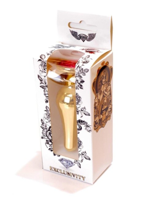 Stalowy korek analny złoty metalowy kryształ 9cm B - Series HeavyFun