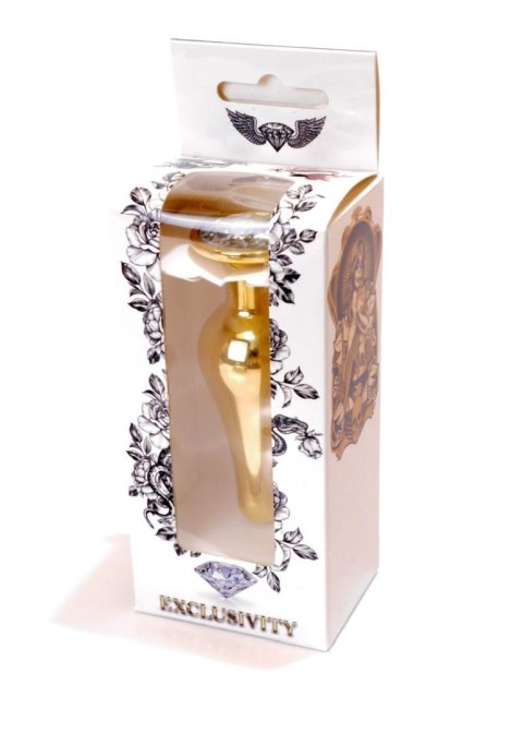 Stalowy korek analny złoty metalowy kryształ 9cm B - Series HeavyFun