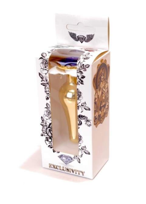 Stalowy korek analny złoty metalowy kryształ 9cm B - Series HeavyFun