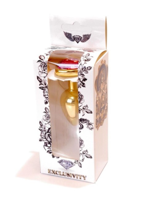 Stalowy złoty korek analny stal kryształ serce 7cm B - Series HeavyFun