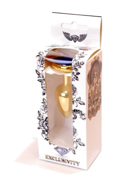 Stalowy złoty korek analny stal kryształ serce 7cm B - Series HeavyFun