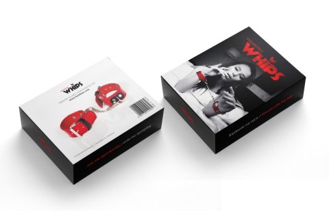 Kajdanki-WHIPS lakier, kajdanki damskie na ręce, czerwone, gładkie Whips Collection