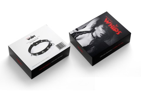 Wiązania-WHIPS lakier, obroża damska z kolcami, czarna Whips Collection