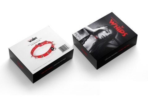 Wiązania-WHIPS lakier, obroża damska z kolcami, czerwona Whips Collection
