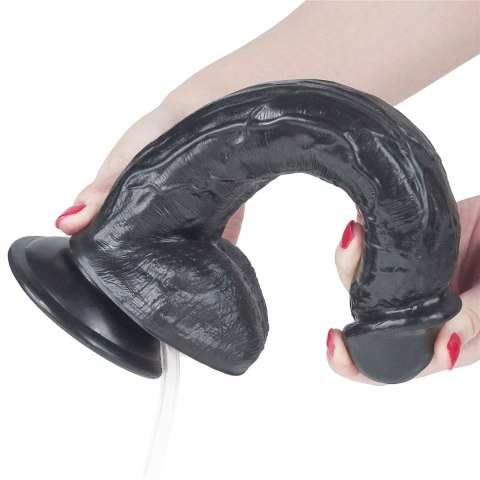 Czarne dildo żylaste przyssawka i wytrysk 28 cm Lovetoy