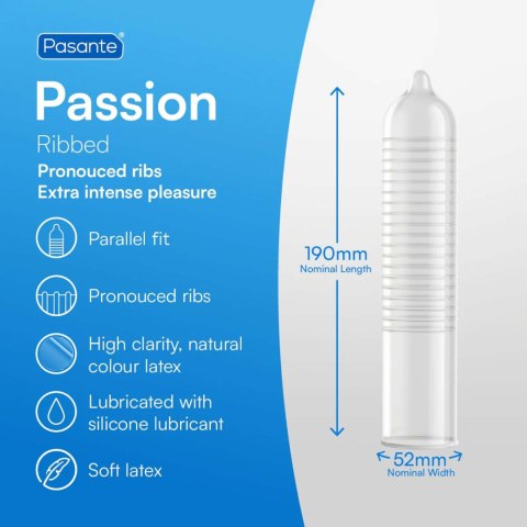 Pasante Ribbed/Passion Condoms 12 pcs Pasante