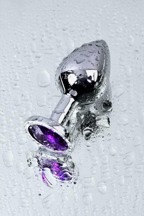 Silver anal plug TOYFA Metal,with a amethyst colored gem Metal by TOYFA