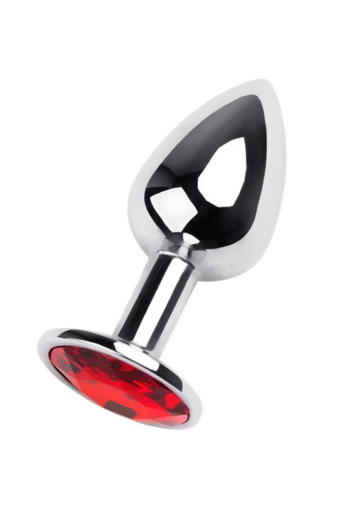 Silver anal plug TOYFA Metal,with a red gem Metal by TOYFA
